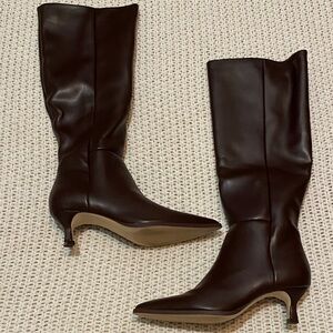 Brown Kitten Heel Boots